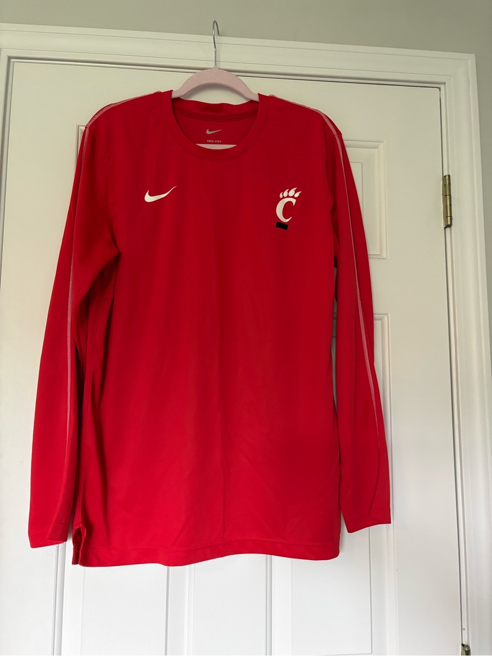 Nike Red Long Sleeve Athletic Top with Cincinnati 'C' Paw Logo